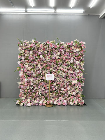 Beda Flower 7D Pink Rose Peony Chamomile White Baby Breath Greenery Roll Up Silk Flower Wall Panel Wedding Event Backdrop Decor