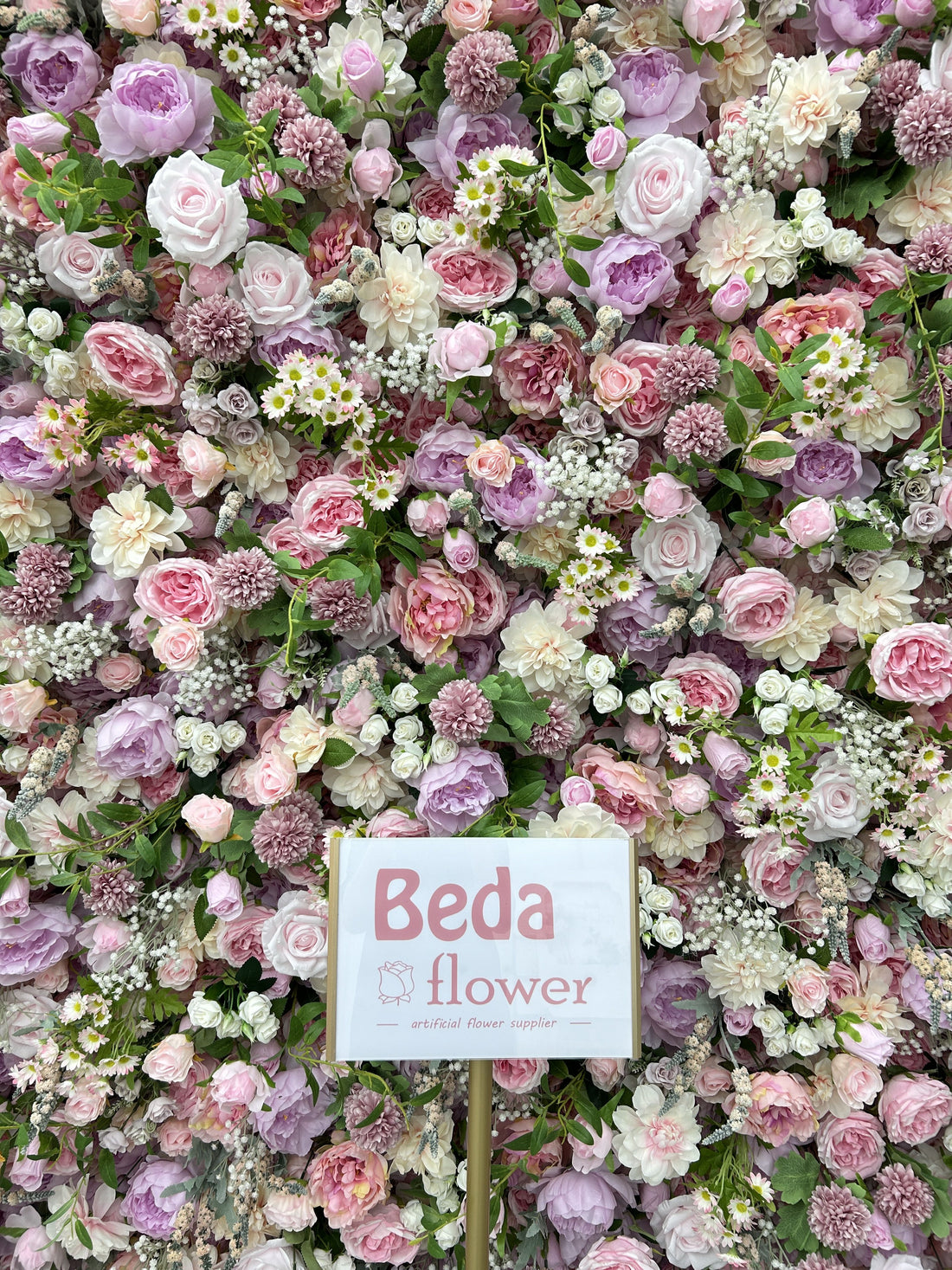 Beda Flower 7D Pink Rose Peony Chamomile White Baby Breath Greenery Roll Up Silk Flower Wall Panel Wedding Event Backdrop Decor