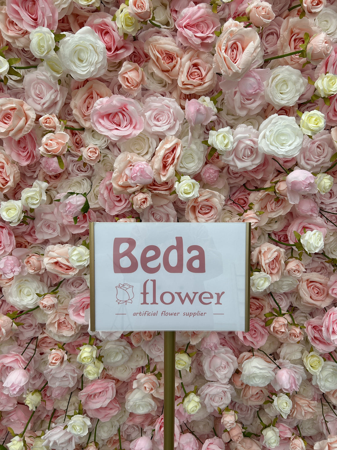 Beda Flower 3D Pink and Ivory Rose Pink Chamomile Hydrangeas Roll Up Silk Flower Wall Panel Wedding Event Backdrop Decor