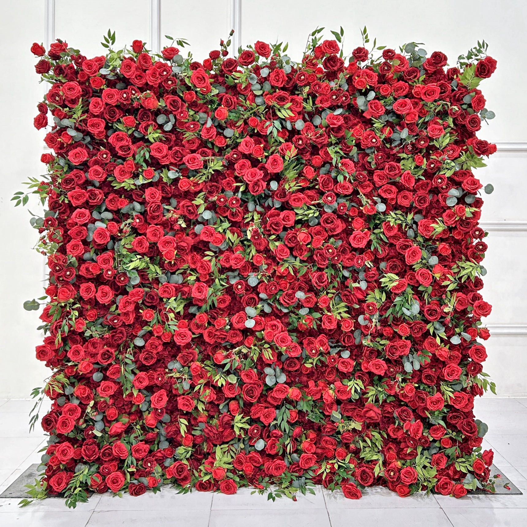 Beda Flower 7D Romantic Red Rose Leaves Roll Up Silk Flower Wall Panel Wedding Event Backdrop Decor