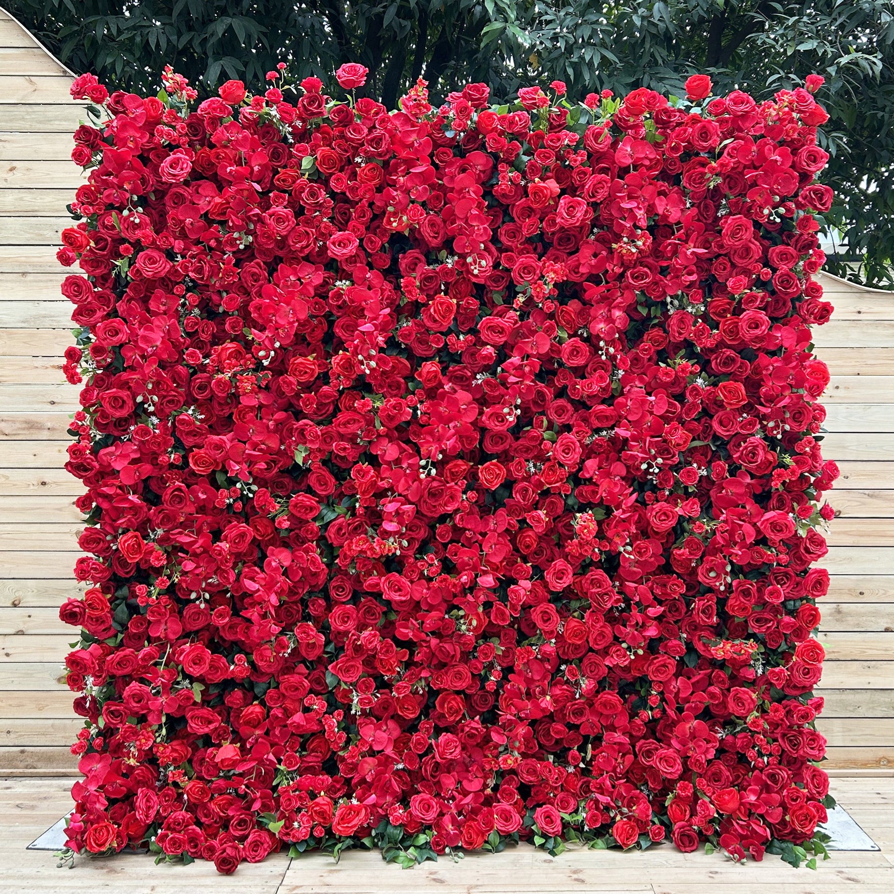 Beda Flower 5D Red Rose Phalaenopsis Roll Up Silk Flower Wall Panel Wedding Event Backdrop Decor