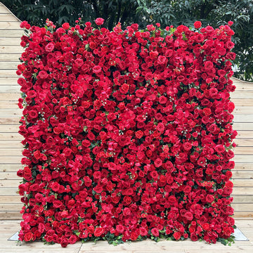 Beda Flower 5D Red Rose Phalaenopsis Roll Up Silk Flower Wall Panel Wedding Event Backdrop Decor