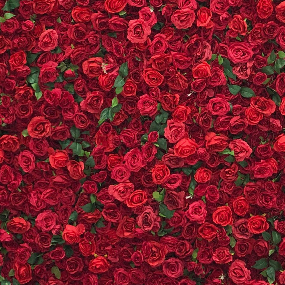 Beda Flower 5D Red Rose Greenery Roll Up Silk Flower Wall Panel Wedding Event Backdrop Decor