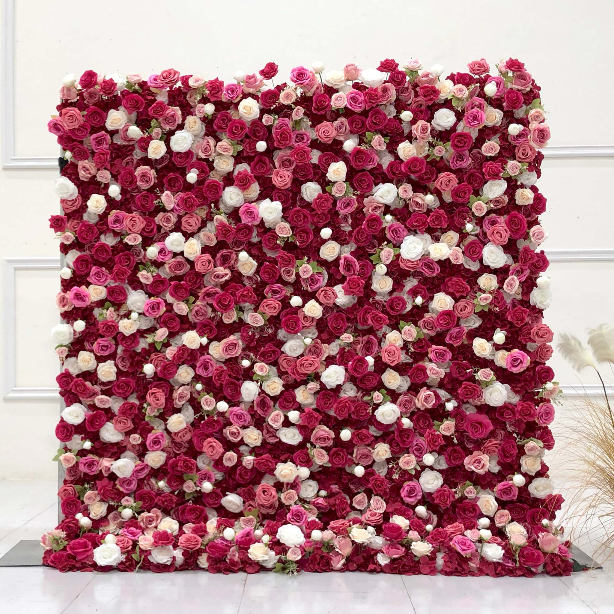 Beda Flower 5D Red Rose Hydrangea Pink White Rose Roll Up Silk Flower Wall Panel Wedding Event Backdrop Decor