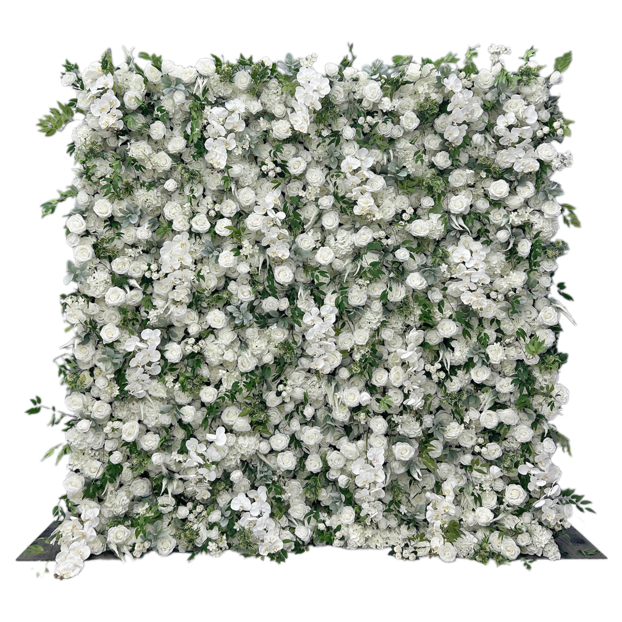 Beda Flower 5D White Rose Phalaenopsis Hydrangeas Greenery Roll Up Silk Flower Wall Panel Wedding Event Backdrop Decor