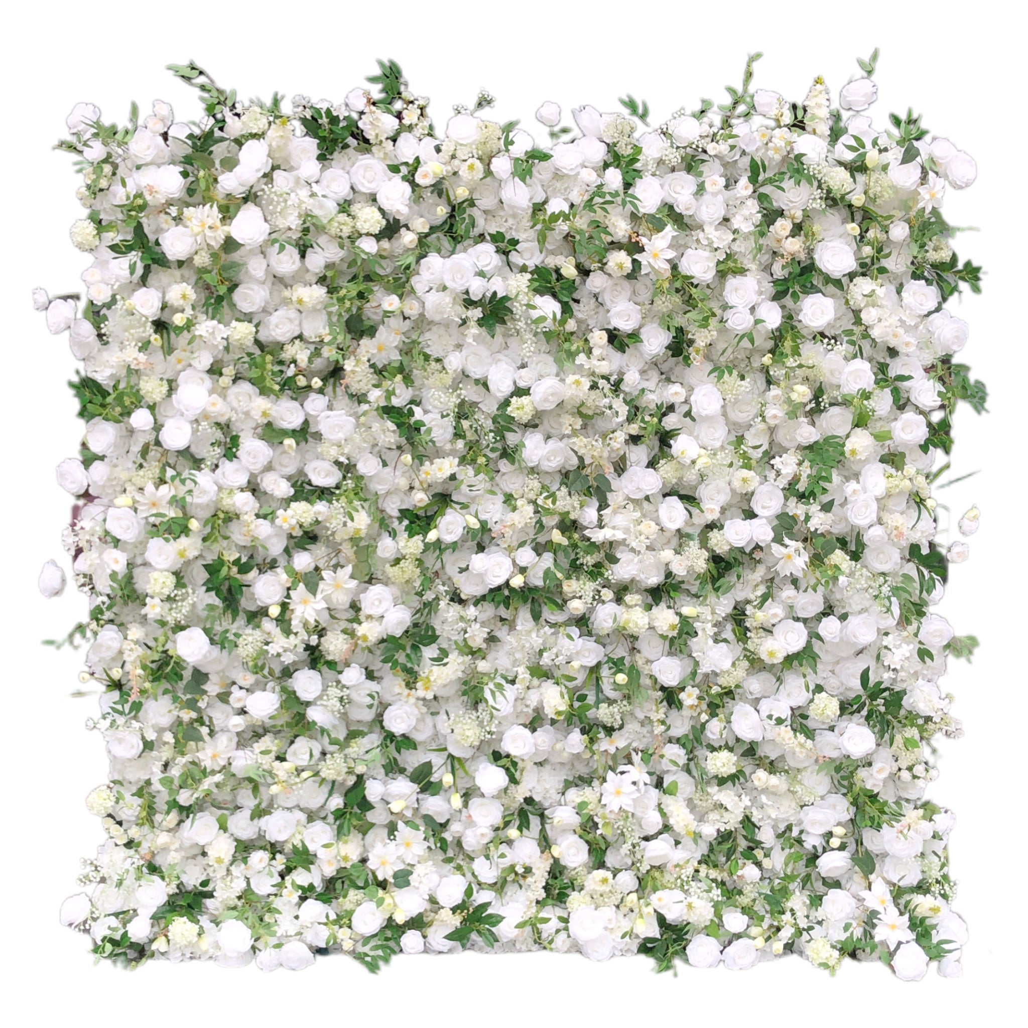 Beda Flower 5D White Rose Hydrangeas Baby Breath Greenery Roll Up Silk Flower Wall Panel Wedding Event Backdrop Decor