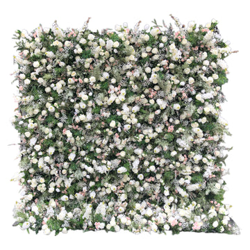 Beda Flower 7D Luxury Ivory Pink Rose White Delphinium Greenery Roll Up Silk Flower Wall Panel Wedding Event Backdrop Decor