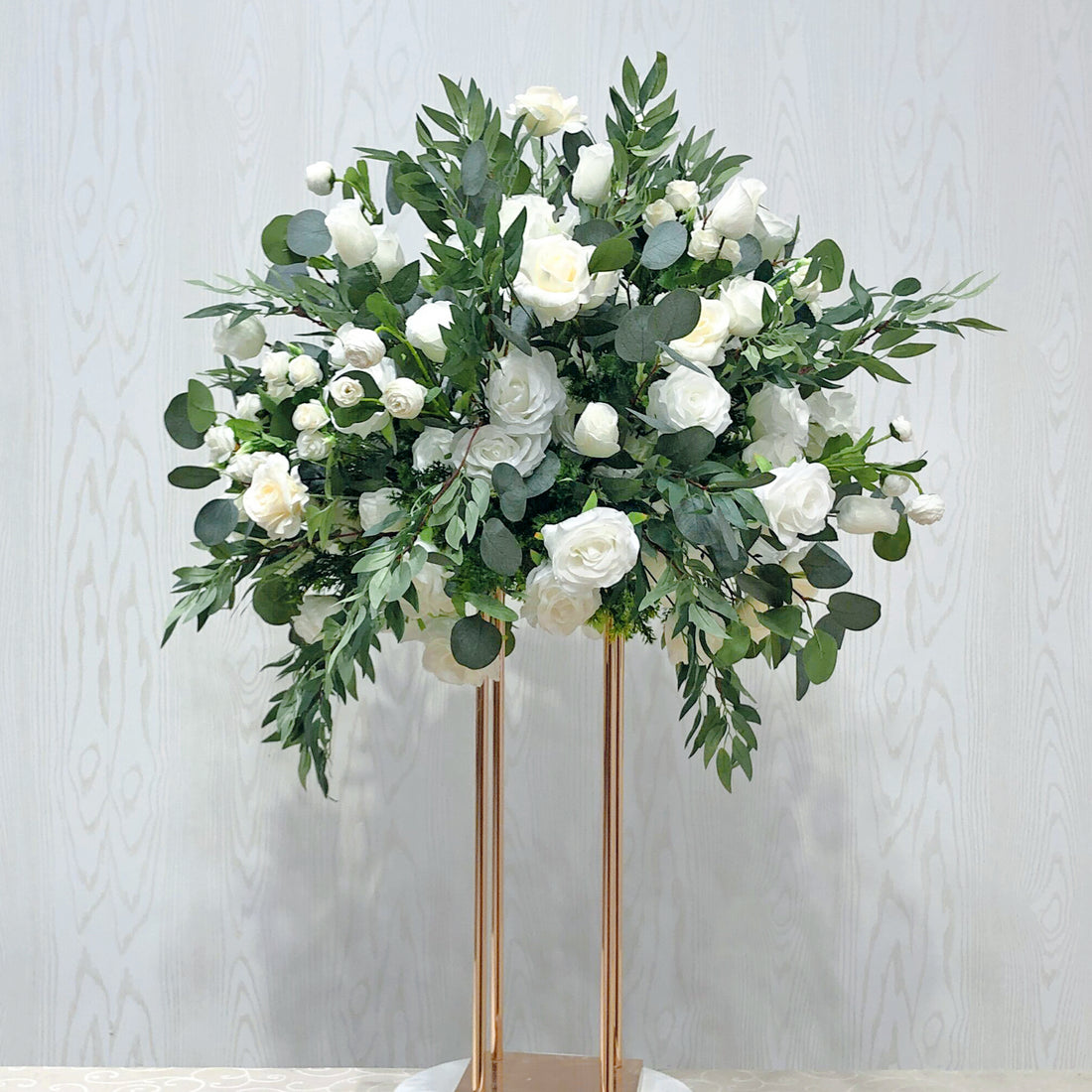 Beda Flower White Rose Greenery Flower Ball for Table Centerpieces Wedding Event Decor