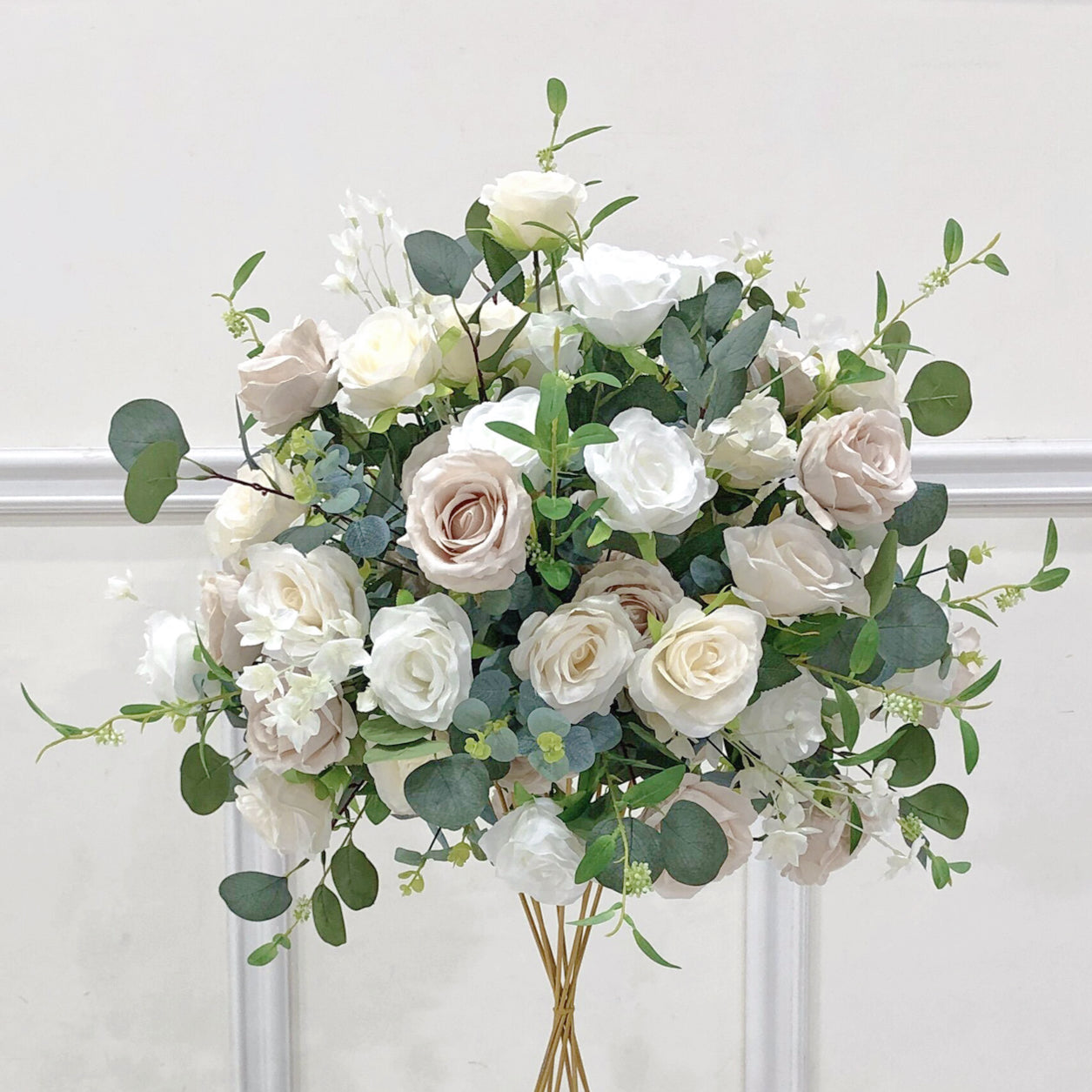 Beda Flower White Coffee Rose Greenery Flower Ball for Table Centerpieces Wedding Event Decor