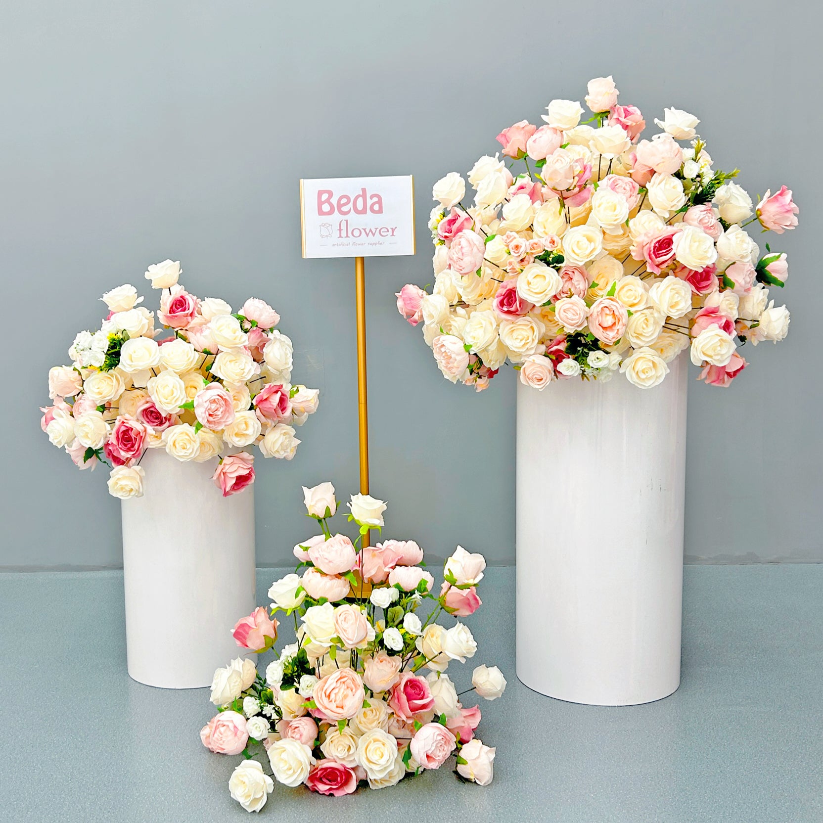 Beda Flower Pink White Rose Flower Ball for Table Centerpieces Wedding Event Decor