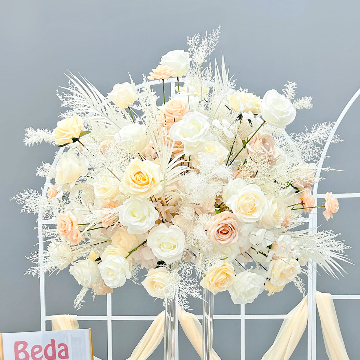 Beda Flower White Orange Coffee Rose Leaves Flower Ball for Table Centerpieces Wedding Event Decor