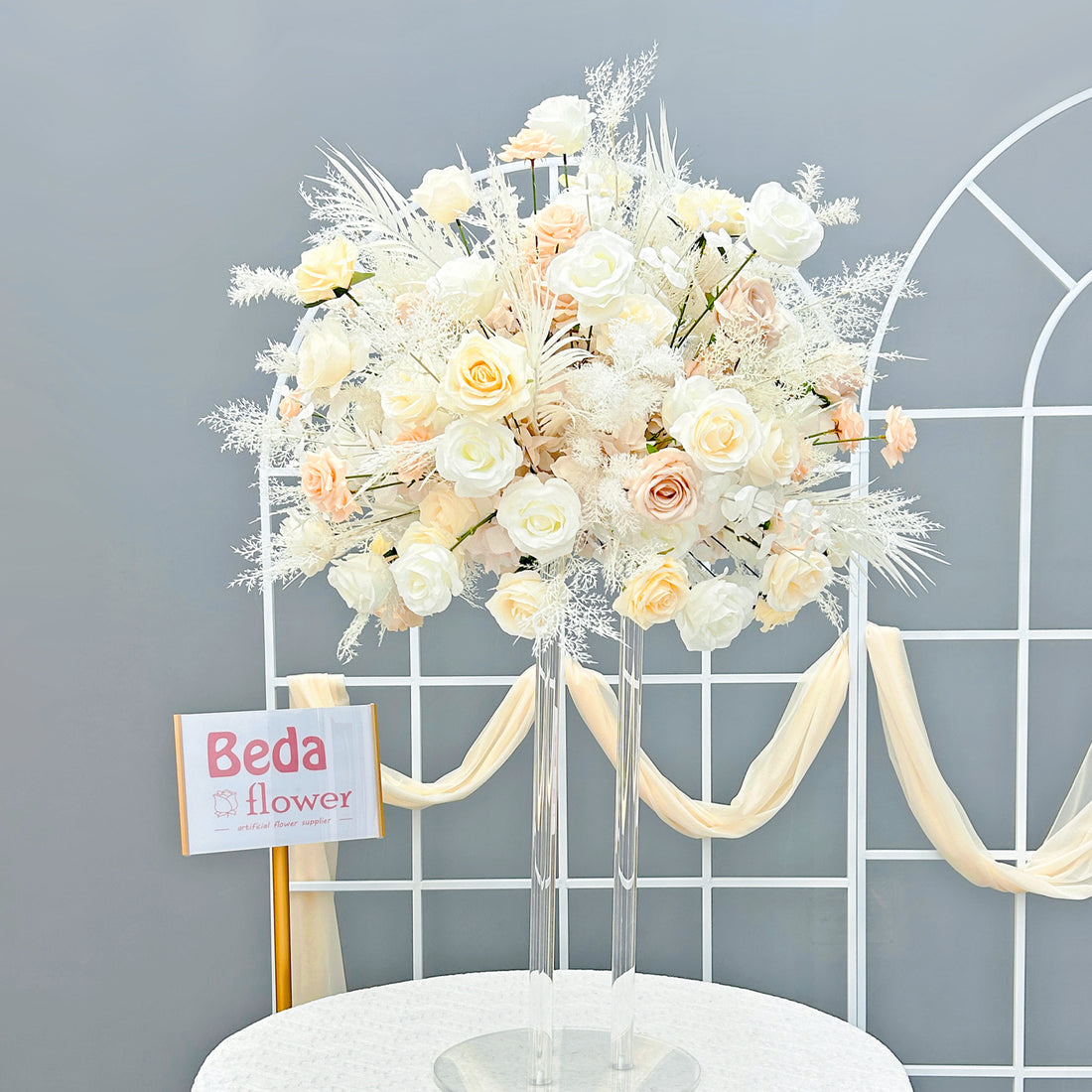 Beda Flower White Orange Coffee Rose Leaves Flower Ball for Table Centerpieces Wedding Event Decor