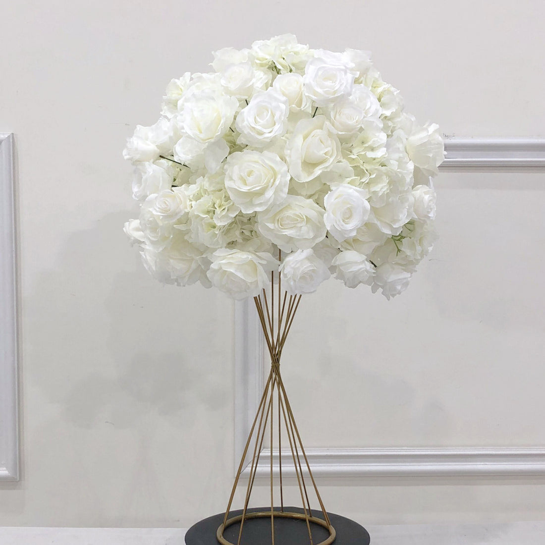 Beda Flower White Rose Hydrangeas Flower Ball for Table Centerpieces Wedding Event Decor