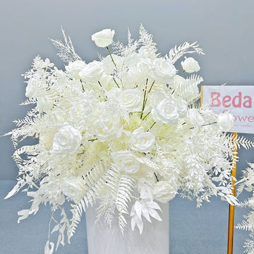 Beda Flower White Rose Leaves Flower Ball for Table Centerpieces Wedding Event Decor