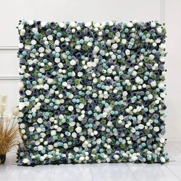 Beda Flower 3D White Green Rose Purple Peony Blue White Chrysanthemum Roll Up Silk Flower Wall Panel Wedding Event Backdrop Decor