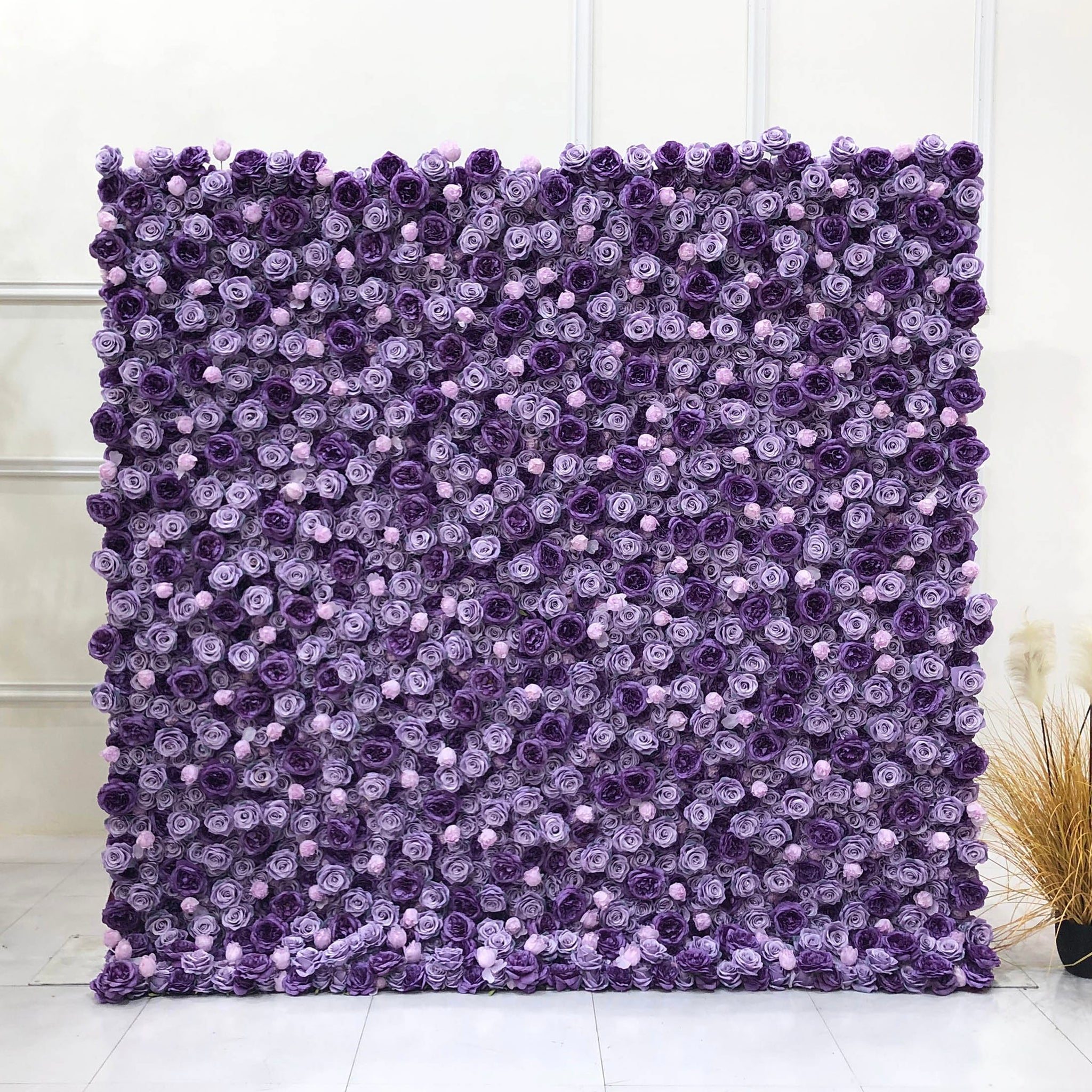 Beda Flower 3D Purple Hydrangeas Lilac Peony Roll Up Silk Flower Wall Panel Wedding Event Backdrop Decor