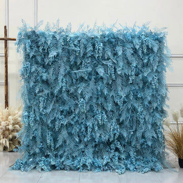 Beda Flower Luxury 7D Blue Leaves Roll Up Silk Flower Wall Panel Wedding Event Backdrop Decor