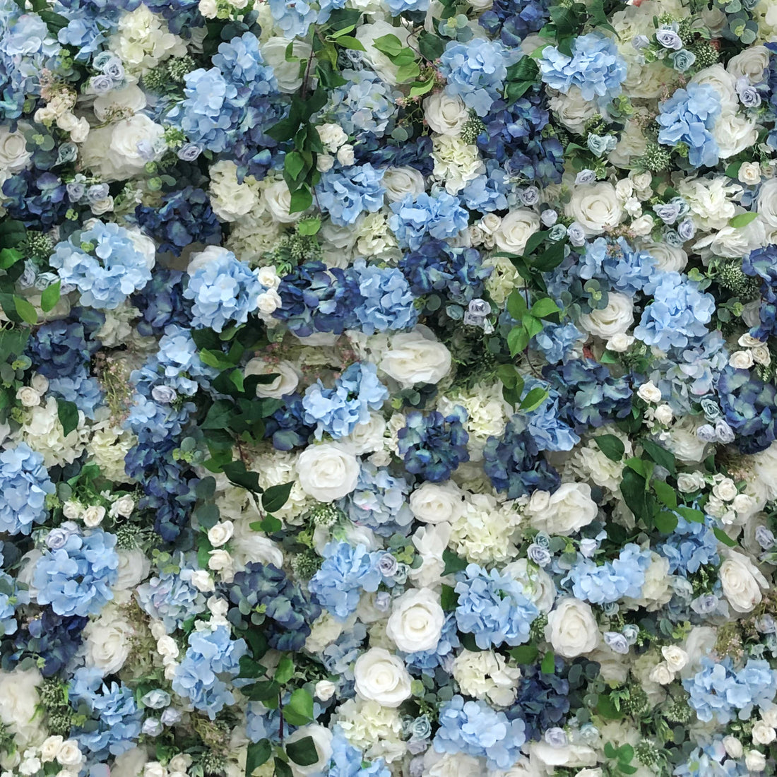 Beda Flower 5D White Rose Blue White Hydrangeas Greenery Roll Up Silk Flower Wall Panel Wedding Event Backdrop Decor