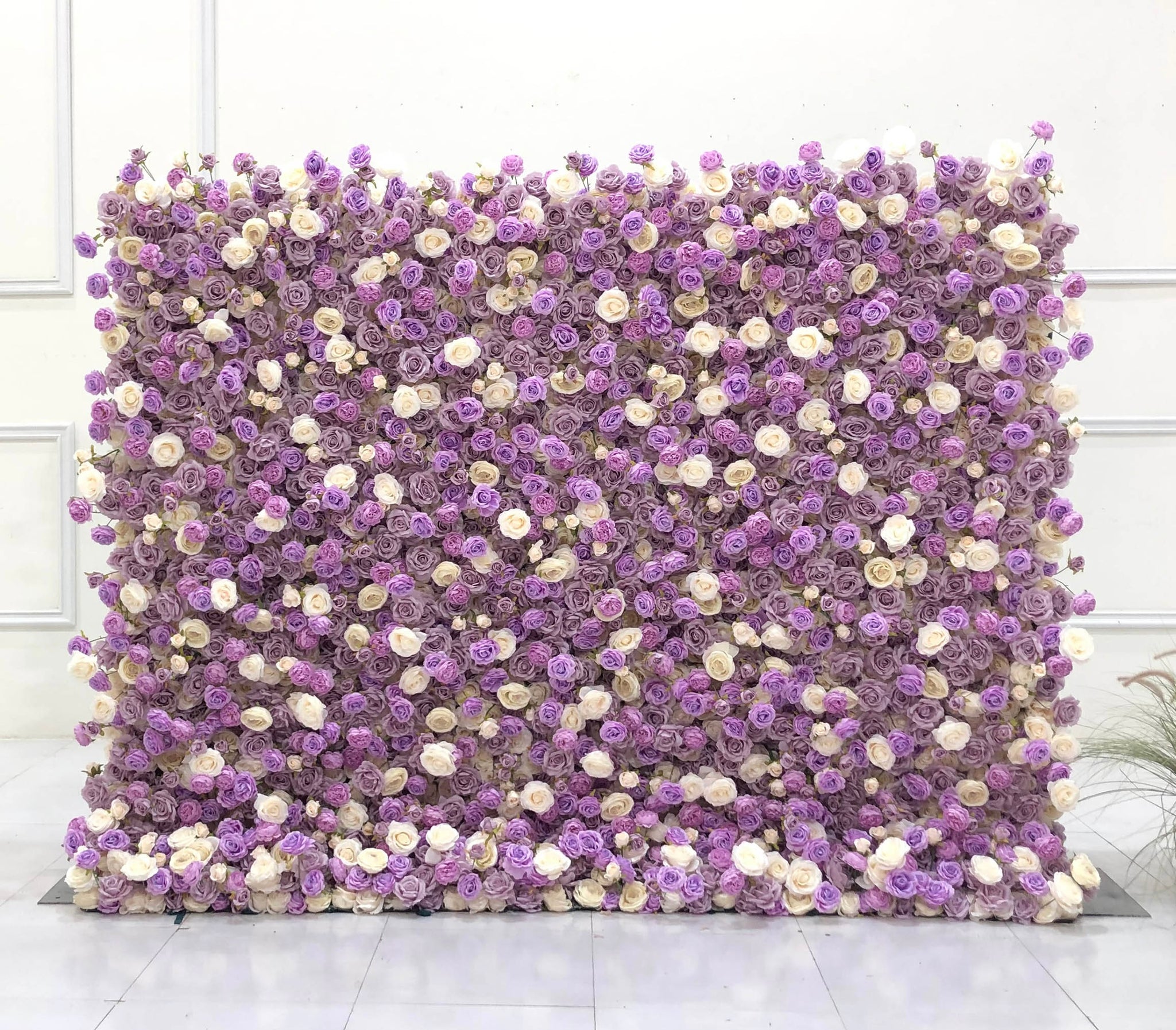 Beda Flower 7D Purple Chocolate Yellow Rose Peony Roll Up Silk Flower Wall Panel Wedding Event Backdrop Decor