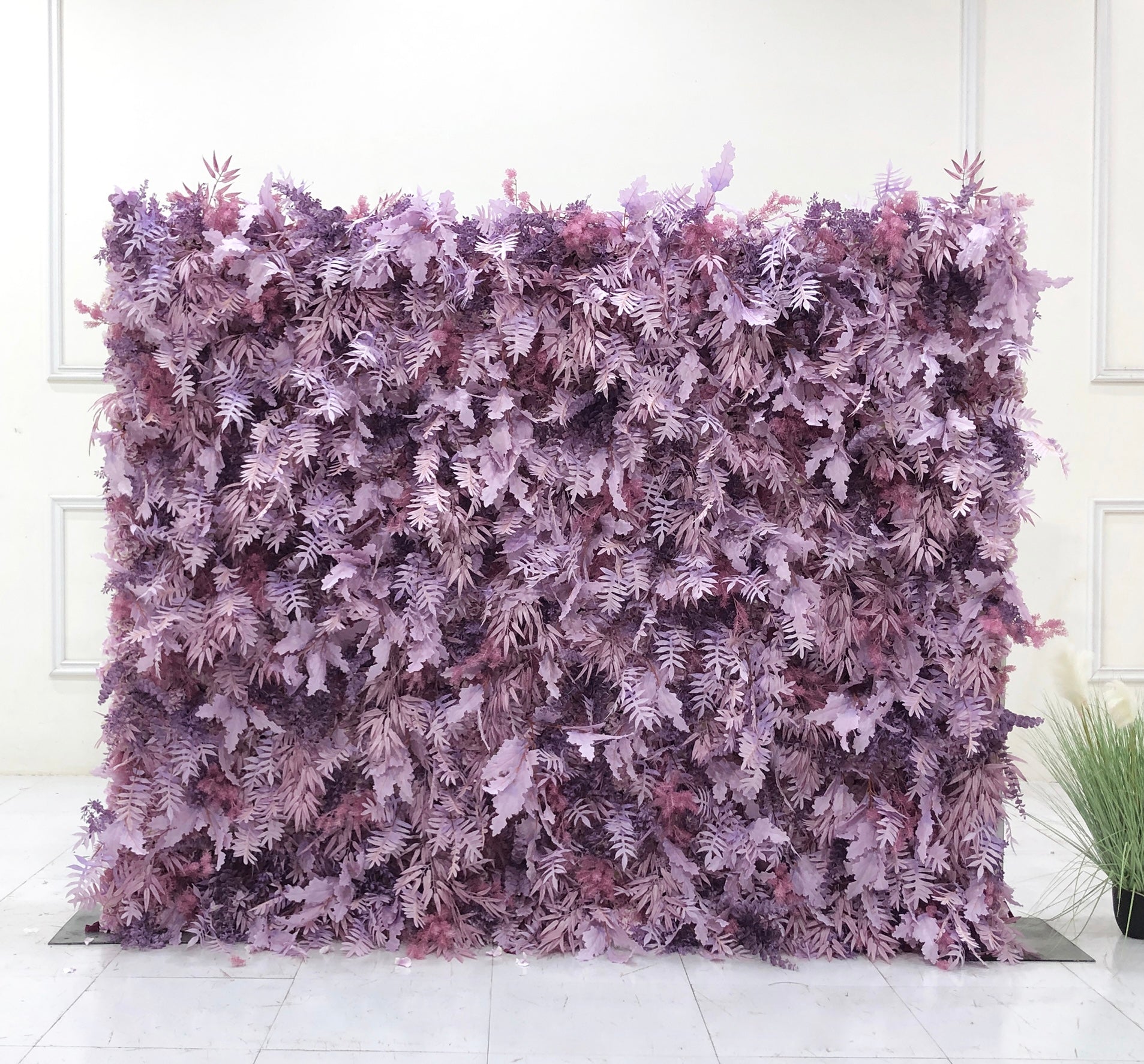 Beda Flower 7D Luxury Purple Leaves Roll Up Silk Flower Wall Panel Wedding Event Backdrop Decor