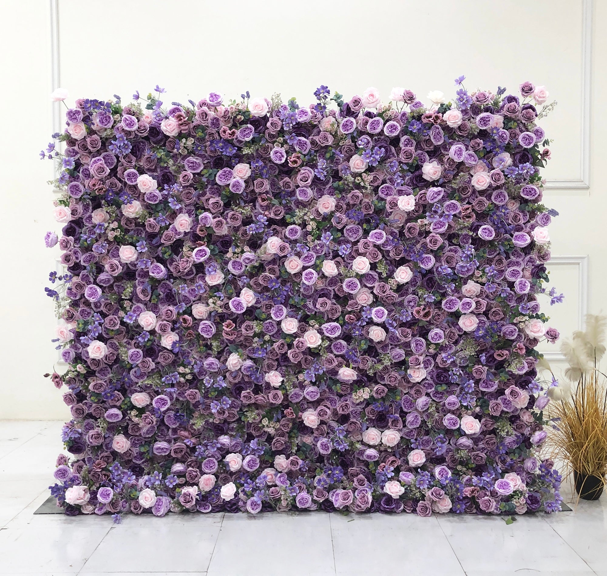 Beda Flower 7D Pink Chocolate Rose Purple Peony Roll Up Silk Flower Wall Panel Wedding Event Backdrop Decor