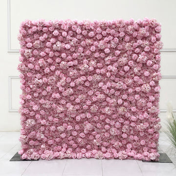 Beda Flower 3D Pink Rose Hydrangeas Roll Up Silk Flower Wall Panel Wedding Event Backdrop Decor