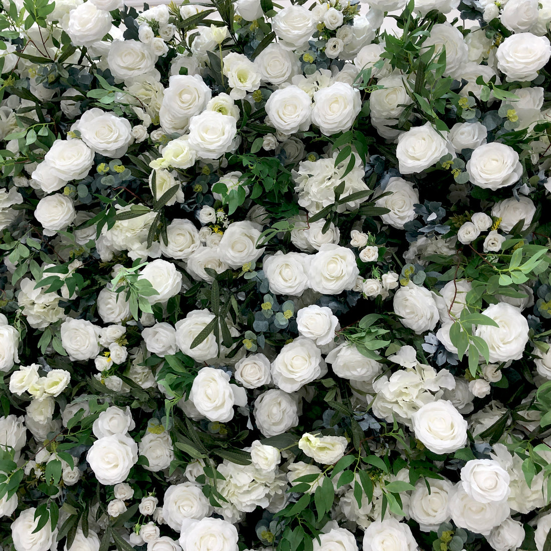 Beda Flower 5D Pure White Rose Hydrangeas Greenery Roll Up Silk Flower Wall Panel Wedding Event Backdrop Decor