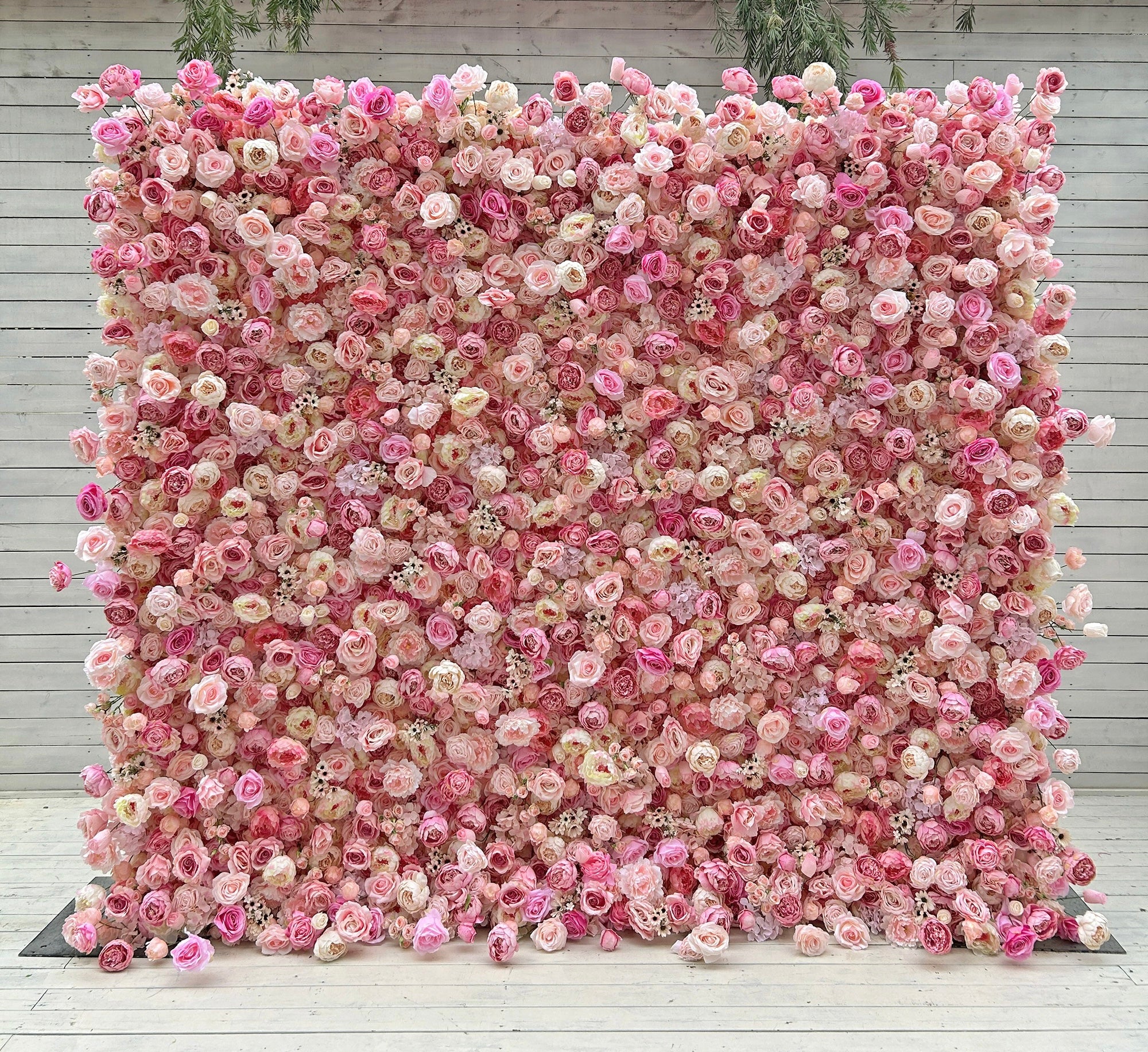 Beda Flower 7D Pink Cream Rose Peony White Daisy Roll Up Silk Flower Wall Panel Wedding Event Backdrop Decor