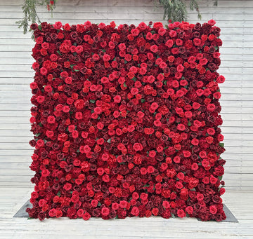 Beda Flower 5D Red Burgundy Rose Hydrangea Roll Up Silk Flower Wall Panel Wedding Event Backdrop Decor