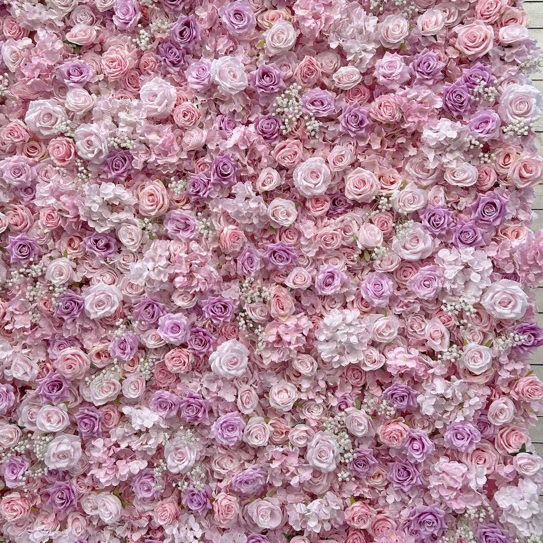 Beda Flower 3D Pink Purple Rose Pink Hydrangeas White Baby Breath Roll Up Silk Flower Wall Panel Wedding Event Backdrop Decor