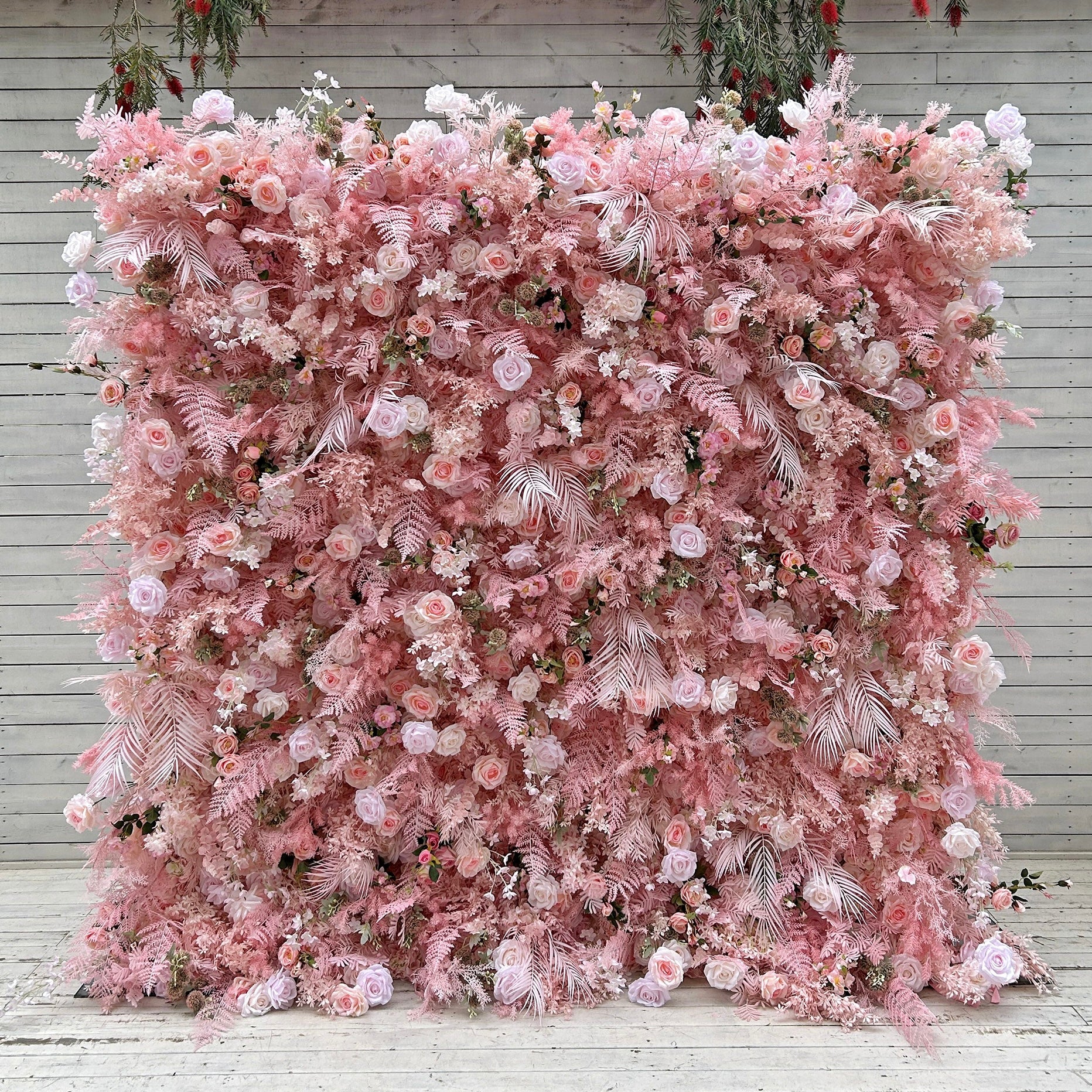 Beda Flower 7D Luxury Pink Rose Leaves Roll Up Silk Flower Wall Panel Wedding Event Backdrop Decor