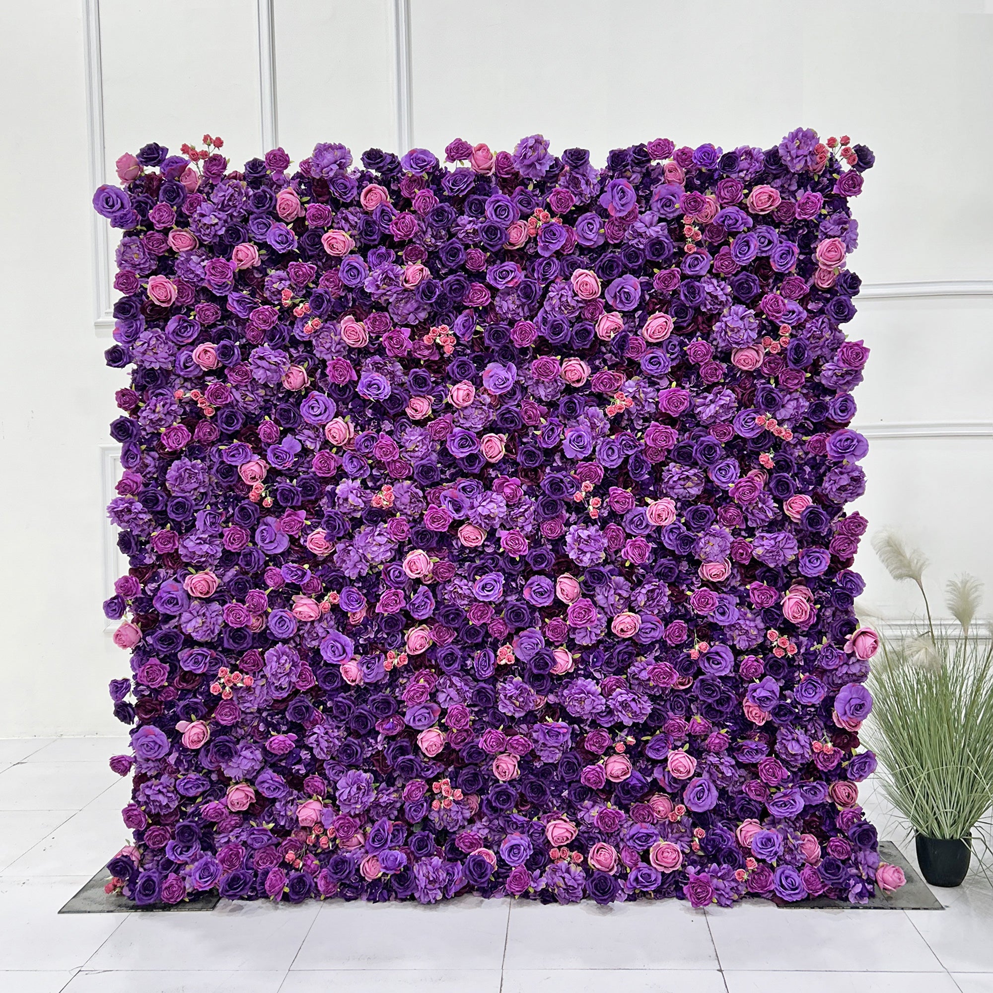 Beda Flower 7D Purple Pink Rose Hydrangeas Roll Up Silk Flower Wall Panel Wedding Event Backdrop Decor