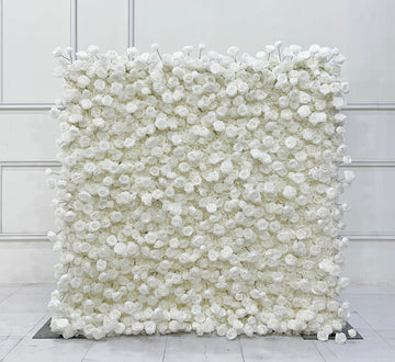 Beda Flower 5D Pure White Rose Peony Roll Up Silk Flower Wall Panel Wedding Event Backdrop Decor