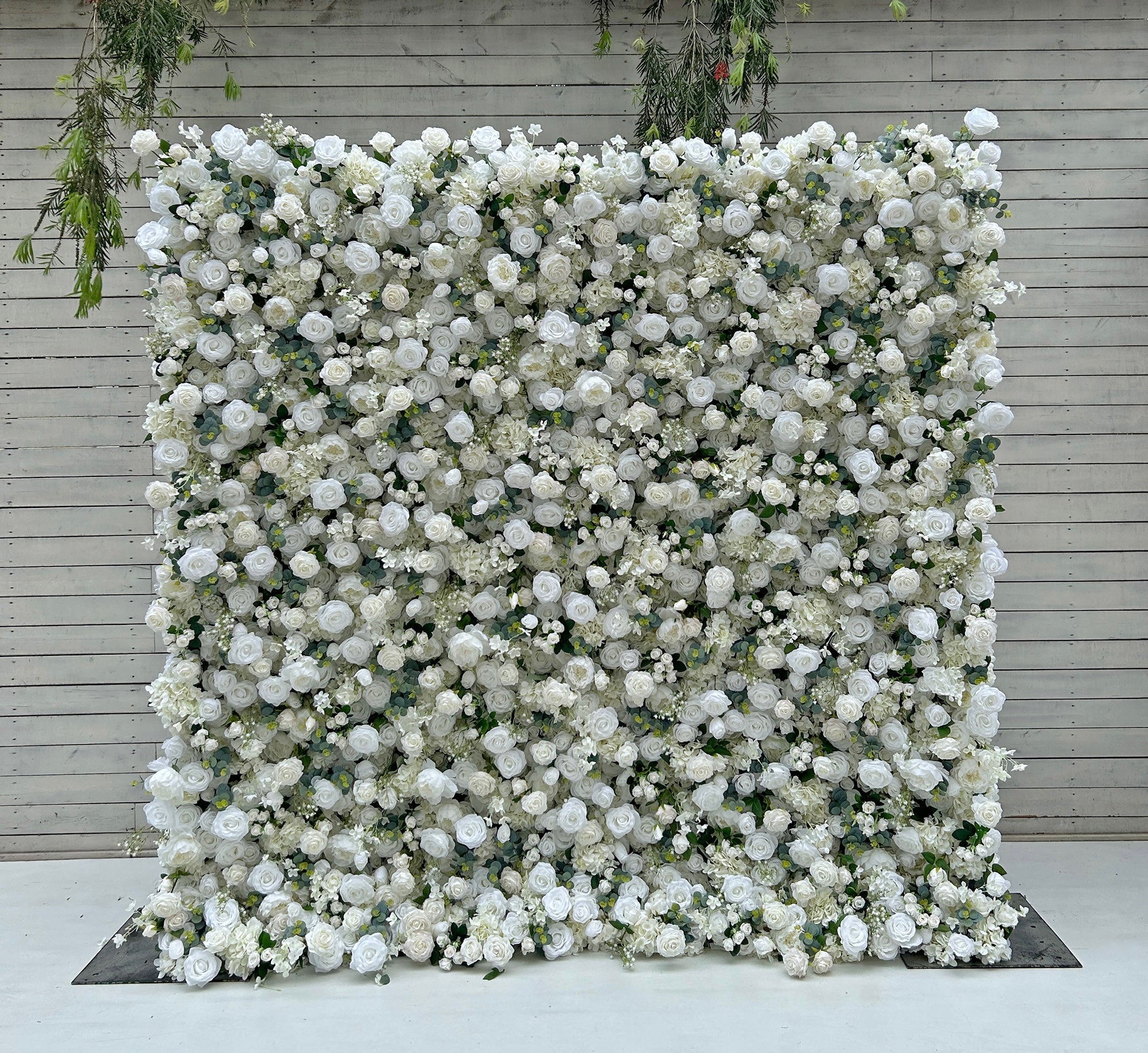 Beda Flower 5D White Beige Rose Hydrangeas Peony Greenery Roll Up Silk Flower Wall Panel Wedding Event Backdrop Decor