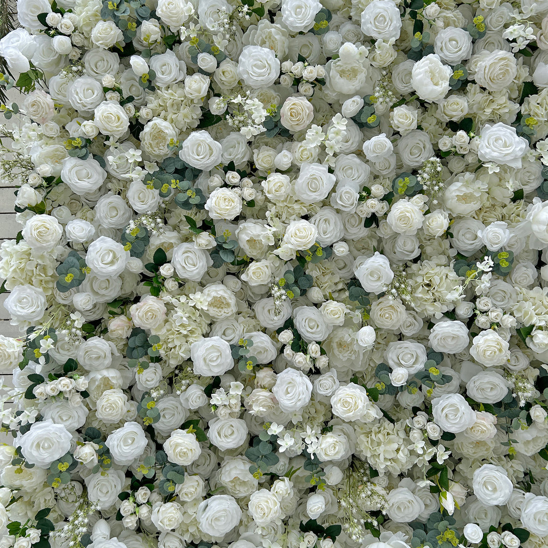 Beda Flower 5D White Beige Rose Hydrangeas Peony Greenery Roll Up Silk Flower Wall Panel Wedding Event Backdrop Decor