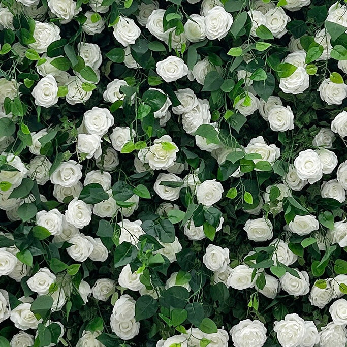 Beda Flower 5D White Rose Greenery Roll Up Silk Flower Wall Panel Wedding Event Backdrop Decor