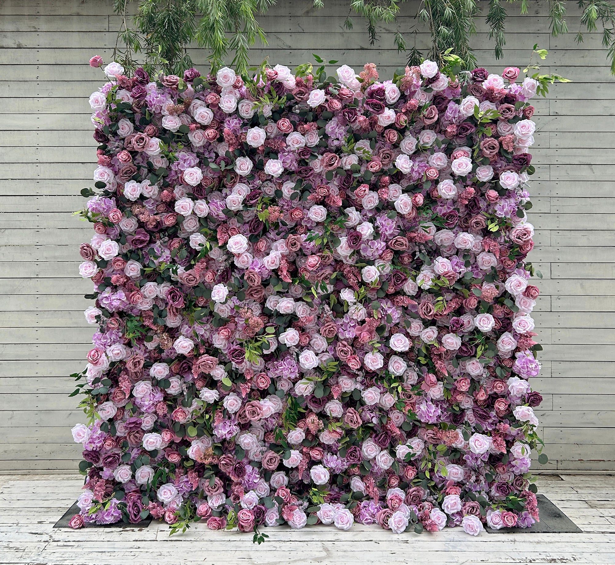 Beda Flower 5D Pink Chocolate Rose Purple Hydrangeas Greenry Roll Up Silk Flower Wall Panel Wedding Event Backdrop Decor