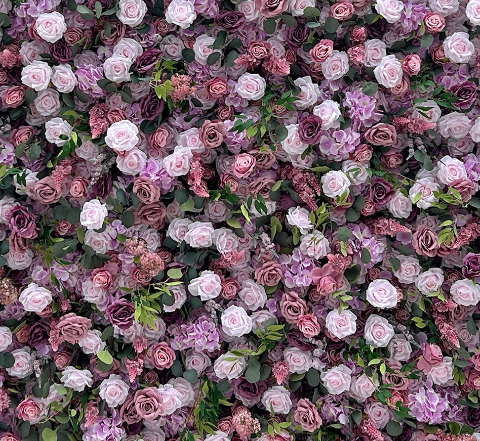 Beda Flower 5D Pink Chocolate Rose Purple Hydrangeas Greenry Roll Up Silk Flower Wall Panel Wedding Event Backdrop Decor