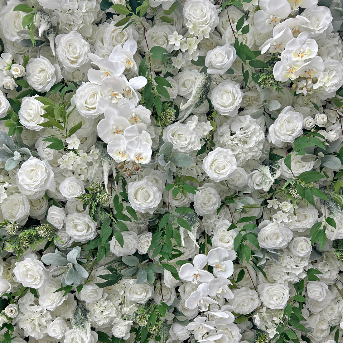 Beda Flower 5D White Rose Phalaenopsis Hydrangeas Greenery Roll Up Silk Flower Wall Panel Wedding Event Backdrop Decor